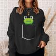 カエルポケットにカエルポケットペットカエルグリーンカエルポケット スウェットシャツ 彼女への贈り物