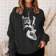 ギターを弾くロック猫 面白いギター猫 スウェットシャツ 彼女への贈り物