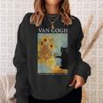 ゴッホ 黒猫 ひまわり おもしろ猫 スウェットシャツ 彼女への贈り物