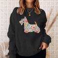 スコティッシュテリア水彩フラワーデザイン。 スウェットシャツ 彼女への贈り物