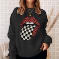チェック 舌 赤 ヒョウ 唇 レース スウェットシャツ 彼女への贈り物