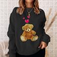 テディベアとハートのかわいいテディベアモチーフ スウェットシャツ 彼女への贈り物