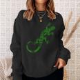 トカゲ グリーン トライバル パターン ペット ヤモリ アニマル スウェットシャツ 彼女への贈り物