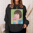 ドーナツショップ ポップアート ポートレート ロジックロックスター キュート ドーナツ ガールフレンド ドーナツ スウェットシャツ 彼女への贈り物