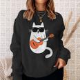 ネコとギター 猫とサングラス ネコ好き 猫飼い アコースティックギター エレキギター 音楽家 バンド ネコ 猫 スウェットシャツ 彼女への贈り物