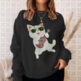 ハワイアンウケ猫遊びウクレレバッジポケット スウェットシャツ 彼女への贈り物