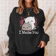 ハート バレンタイン ピーチゴマ 猫 カップル I Meow You スウェットシャツ 彼女への贈り物