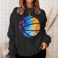 バスケットボールのシルエットカラフルな水彩画 スウェットシャツ 彼女への贈り物
