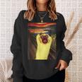 パグ 面白いtシャツ 犬 ムンクの叫び かわいい メンズ 子供 おもしろ 服 グッズ ネタ わんこ イヌ スウェットシャツ 彼女への贈り物