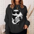パンダとチューバ楽器チューブ スウェットシャツ 彼女への贈り物