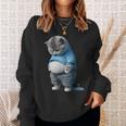 ファニー ファット 悲しい猫 アートデザイン 太った子猫 猫好き スウェットシャツ 彼女への贈り物