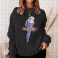 ホワイトパープルセキセイインコエキゾチックペットアニマルモチーフ鳥 スウェットシャツ 彼女への贈り物