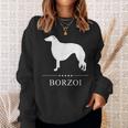 ボルゾイ犬の白いシルエット スウェットシャツ 彼女への贈り物
