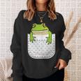 ポケットに入ったカエルのシャツ 面白いカエルのtシャツ カエルの恋人 スウェットシャツ 彼女への贈り物