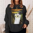 マルチーズ 面白いtシャツ 犬 ムンクの叫び かわいい メンズ 子供 おもしろ 服 グッズ ネタ わんこ スウェットシャツ 彼女への贈り物