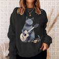 ミュージシャン ロシアンブルー猫 ギタリスト 猫とギター スウェットシャツ 彼女への贈り物