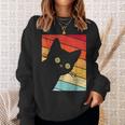 レトロな黒猫、ヴィンテージスタイルの黒猫。 スウェットシャツ 彼女への贈り物