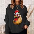 動物愛好家のための大胆な農場の鶏の頭のアート スウェットシャツ 彼女への贈り物