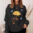 大人かわいい絵本の猫 雨の日 スウェットシャツ 彼女への贈り物