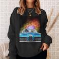 宇宙 銀河 猫 運転 車 スウェットシャツ 彼女への贈り物