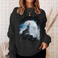 宇宙空間 オオカミ 月に遠吠えするオオカミ スウェットシャツ 彼女への贈り物