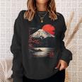 富士山と桜の至福 ヴィンテージ日本美術フュージョンtシャツ スウェットシャツ 彼女への贈り物