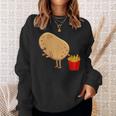 愉快なフライドポテト食べ物デザイン 男女兼用 スウェットシャツ 彼女への贈り物