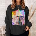 愛のハートのメガネをかけているレインボーコアラ スウェットシャツ 彼女への贈り物