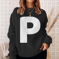 文字p 大文字 アルファベット モノグラム イニシャル スウェットシャツ 彼女への贈り物
