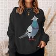 新聞帽子をかぶった鳩 スウェットシャツ 彼女への贈り物