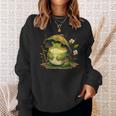 日本のかわいいコテージコアフロッグ 不機嫌な日本のカエル スウェットシャツ 彼女への贈り物