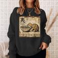 日本の古典的な洞窟石アートベビータートルラーメン スウェットシャツ 彼女への贈り物