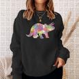 水彩爬虫類トリケラトプス古生物学恐竜 スウェットシャツ 彼女への贈り物