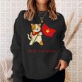 猫 ベトナム国旗 キティ おもしろギフト ブラック スウェットシャツ 彼女への贈り物
