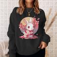 白うさぎの春のさくらアドベンチャー スウェットシャツ 彼女への贈り物