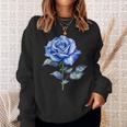 美しいブルーローズフローラルブルーフラワー スウェットシャツ 彼女への贈り物