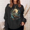 美しいルナゴールドドラゴン フローラルアートノボー スウェットシャツ 彼女への贈り物