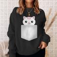 胸ポケットの猫 スウェットシャツ 彼女への贈り物
