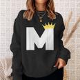 英文字 M 大文字 アルファベット モノグラム イニシャル キング クイーン クラウン スウェットシャツ 彼女への贈り物