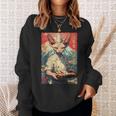 面白い かわいい 和食 アニメ アート スフィンクス 猫 寿司 シェフ スウェットシャツ 彼女への贈り物