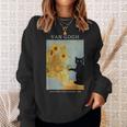 面白いゴッホ ひまわり 猫 ミーム ゴッホ アート スウェットシャツ 彼女への贈り物