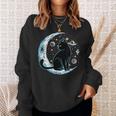 黒猫 三日月 セーラームーンフェイズ 占星術 ペット愛好家 スウェットシャツ 彼女への贈り物