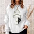 Ankh & Cat デザイン – スピリチュアル瞑想アート スウェットシャツ 彼女への贈り物