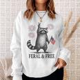 Feral And Free Raccoon Raccoon 4Th Of July Usa Flag Sweatshirt Gifts for Her