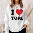 I Heart Tori ファーストネーム I Love パーソナライズ スウェットシャツ 彼女への贈り物