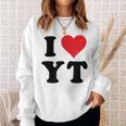 I Heart Yt Initials I Love YT First And Last Name Yスウェットシャツ 彼女への贈り物