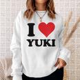 I Heart Yukiファーストネーム I Love パーソナライズ スウェットシャツ 彼女への贈り物