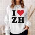I Heart Zh Initials I Love ZH First And Last Name Z H スウェットシャツ 彼女への贈り物