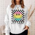 Keepmiling キュート 面白い ハッピー 平和 笑顔 ポジティブ スウェットシャツ 彼女への贈り物