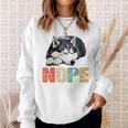 Nope 眠るシベリアンハスキーデザイン 長袖tシャツ スウェットシャツ 彼女への贈り物